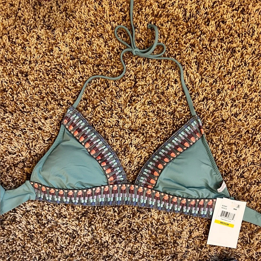 Teal Beaded Bikini Set - Picture 3 of 9
